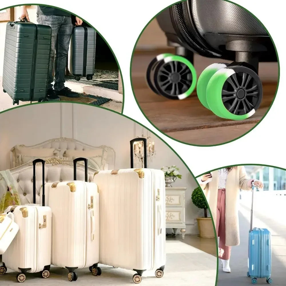 Silicone Luggage Wheel Protectors Set 4/8/16PCS – Quiet Travel Suitcase Wheel Covers