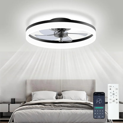 Simple LED Ceiling Fan Light with Remote Control - Infinite Dimming & 6 Wind Speeds, Chandelier Fan for Living Room & Bedroom