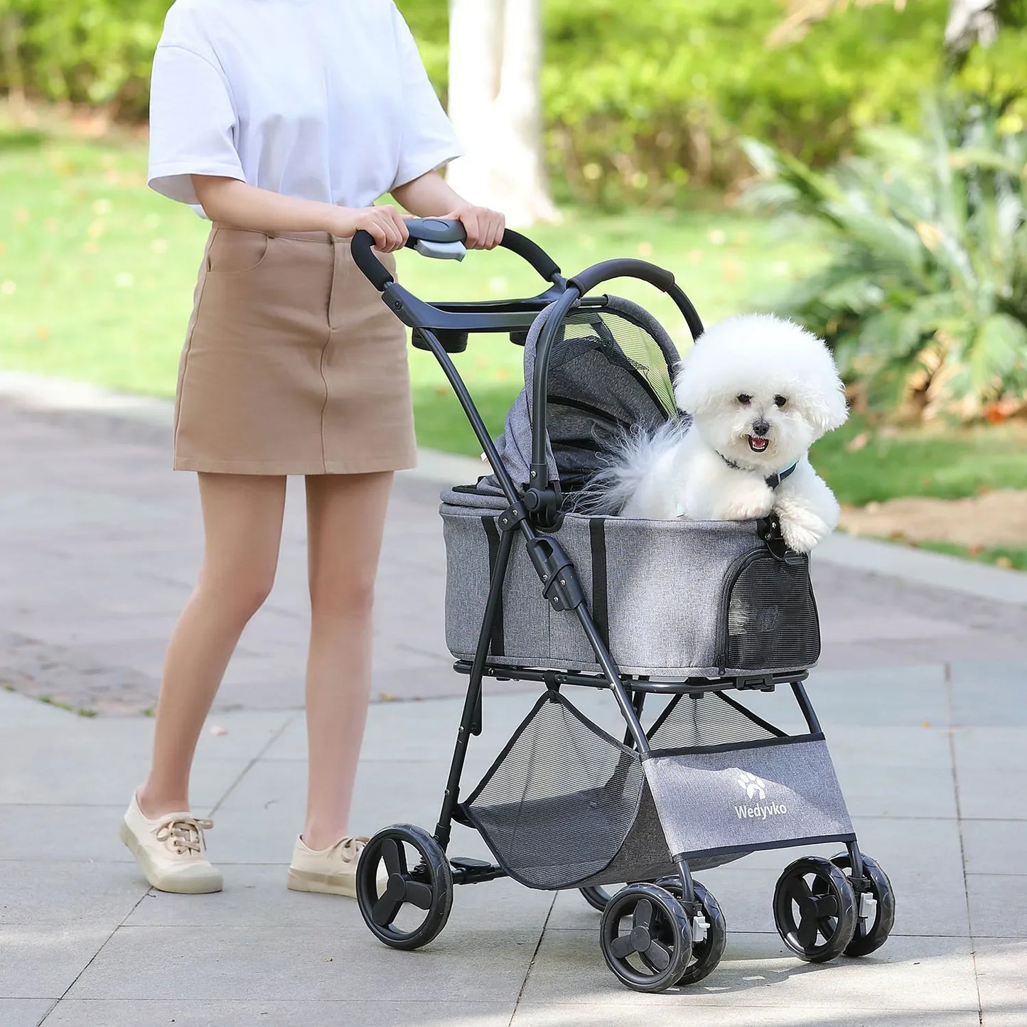 3-in-1 Pet Stroller - Removable Carrier Folding Travel Cart for Small & Medium Dogs and Cats