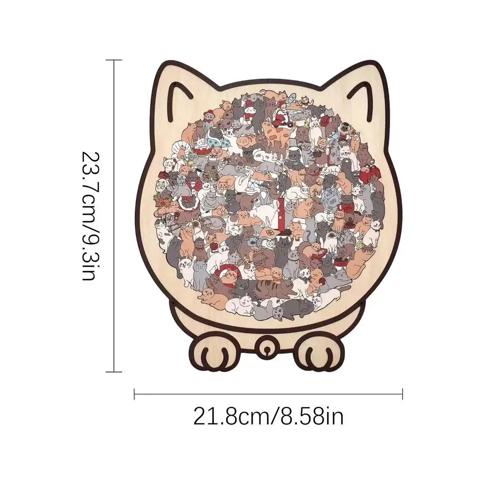 135-Piece Cat-Shaped Wooden Jigsaw Puzzle – Unique Irregular Puzzle Game for Cat Lovers, Birthday & Xmas Gift