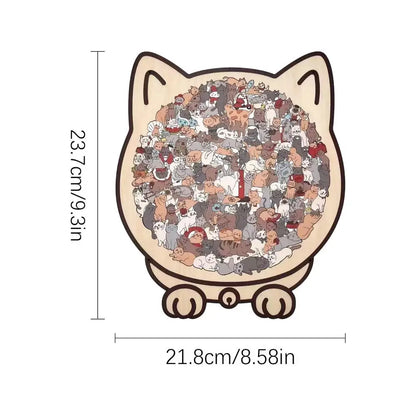135-Piece Cat-Shaped Wooden Jigsaw Puzzle – Unique Irregular Puzzle Game for Cat Lovers, Birthday & Xmas Gift