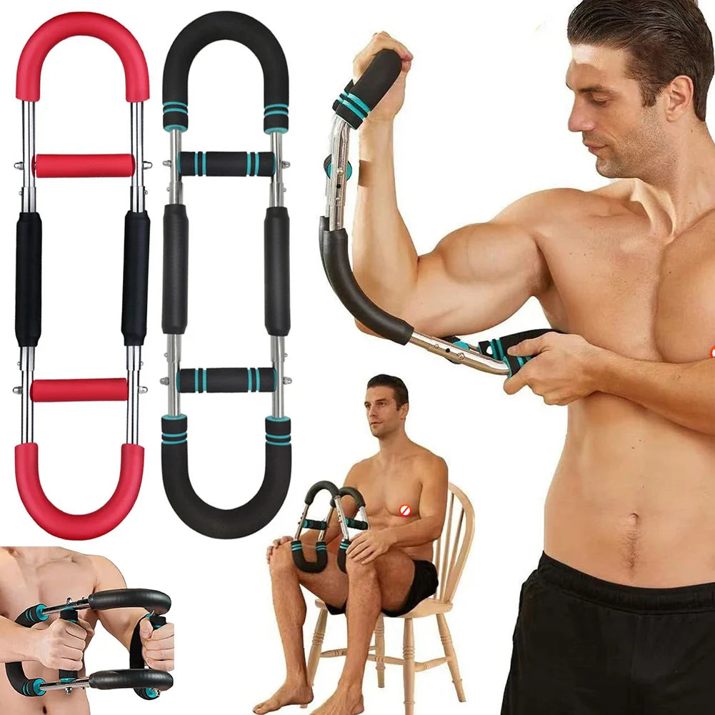 Twister Arm Exerciser — Adjustable Foam Handle Spring Workout Bar for Forearm, Triceps & Chest Training