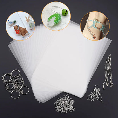 Heat Shrink Plastic Sheets Set – DIY Shrinky Art Film for Keychains, Ornaments & Scrapbooking Crafts