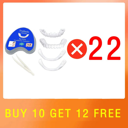 Silicone Denture Set — Temporary Orthodontic Teeth, Fake Tooth Braces for Oral Hygiene, Whitening & Dental Simulation
