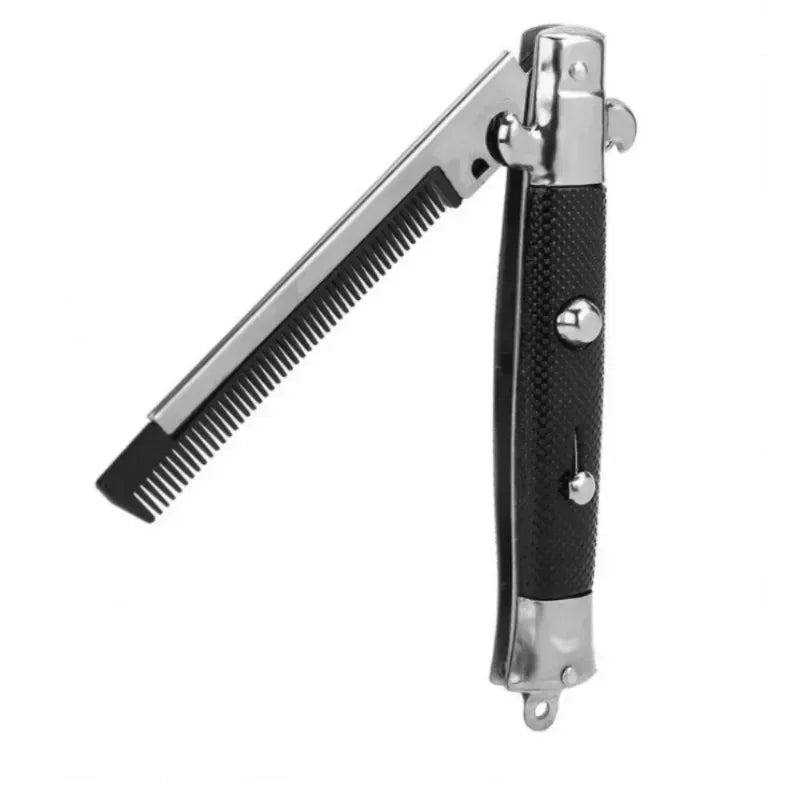 2PCS Folding Spring Comb - Automatic Pocket Hair Brush & Butterfly Style Men's Grooming Accessory