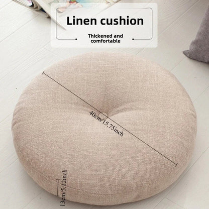 40cm Linen Seat Cushion – Soft Cotton Filled Thickened Circular Pillow for Sofa, Balcony, Office Chair & Car Seat