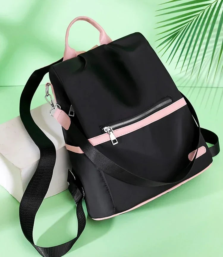 Oxford Fabric Large Capacity Backpack - Multi-Layer Storage, Solid Color Fashion Backpack for Women