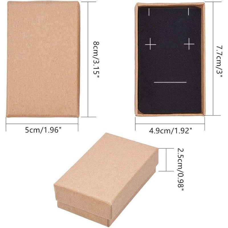 18 Pack Kraft Jewelry Gift Boxes 3.2x2x0.9" – Rectangle Cardboard Boxes for Necklace, Earrings & Rings