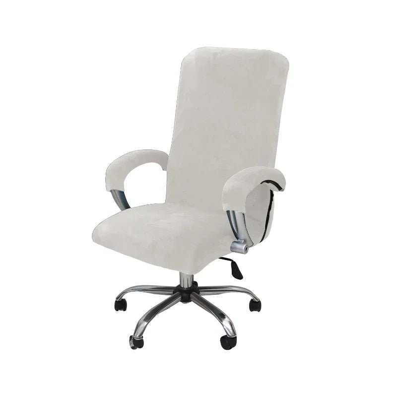 Velvet Office Chair Cover - Black Armchair Protector with Armrest & Gaming Chair Fit