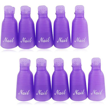 10Pcs UV Gel Polish Remover Clips – Colorful Acrylic Nail Art Soak-Off Caps for DIY Manicure & Nail Cleaning