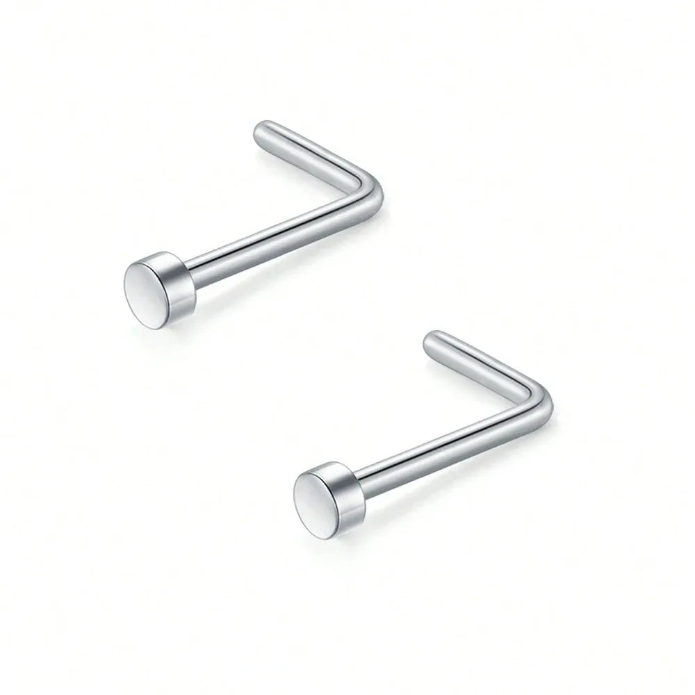 20G Stainless Steel L-Shaped Nose Stud Ring – 2mm Ball Twister Screw Nose Piercing Jewelry for Women & Men Stylish Body Accessory