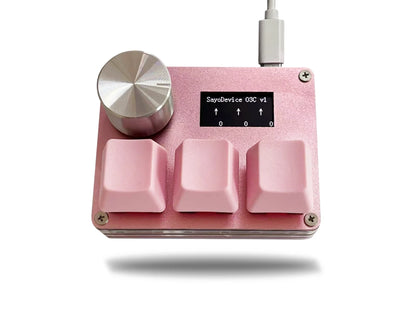 SayoDevice O3C Rapid Trigger Gaming Keyboard with Pink Magnetic Hall Switches – Knob & Screen Macropad for OSU Shortcuts & Copy Paste Controls