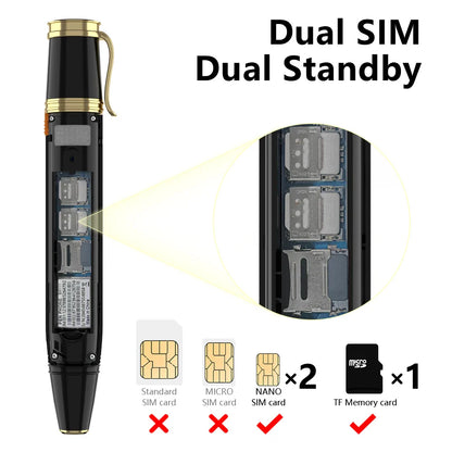 SERVO BM111 3-in-1 Magic Voice Pen Phone – Portable Dual SIM Mobile, Bluetooth Dial Recorder, and Original Telephone Device