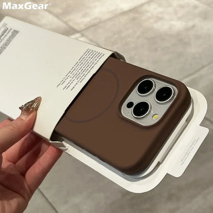 Luxury Liquid Silicone Magnetic Case for iPhone 16E/16/15/14/13/12/11 Series – MagSafe Compatible Shockproof Soft Cover for Pro Max & Plus Models