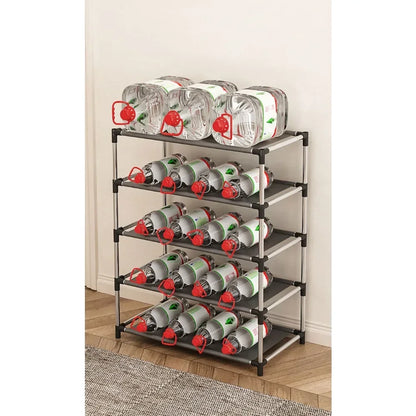Stylish Metal Shoe Rack: Space-Saving Shoe Shelf Organizer Stand Holder in Black - Perfect for Living Room Footwear Storage