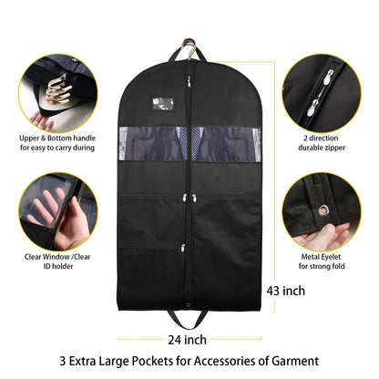 Travel Garment Bags for Men — Hanging Clothes Storage with Double-Sided Zipper & Large Mesh Pockets, Monogrammed