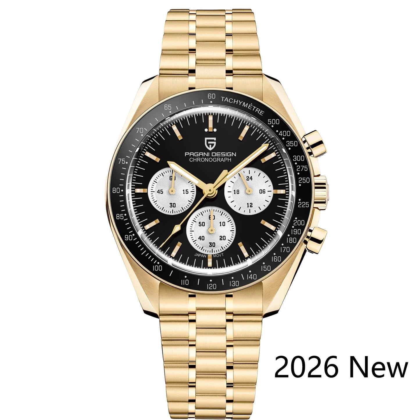 PAGANI DESIGN 2026 Men’s Luxury Quartz Chronograph Watch – AR Sapphire Crystal, Auto Date Speed Wristwatch