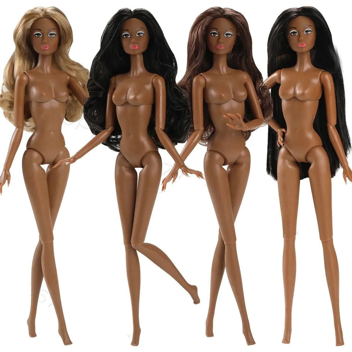 32cm Star FR Supermodel Doll — 1/6 Nude Fashion Doll with Trend Makeup, Curly & Straight Hair, White/Black/Wheat Skin DIY Dress-Up Toy