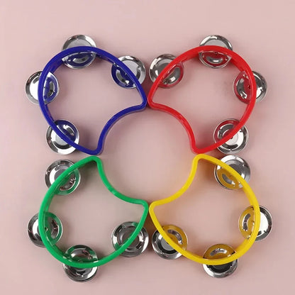 Plastic Handheld Tambourine – 4-Bell Percussion Instrument for Adults, Rhythm Music Toy