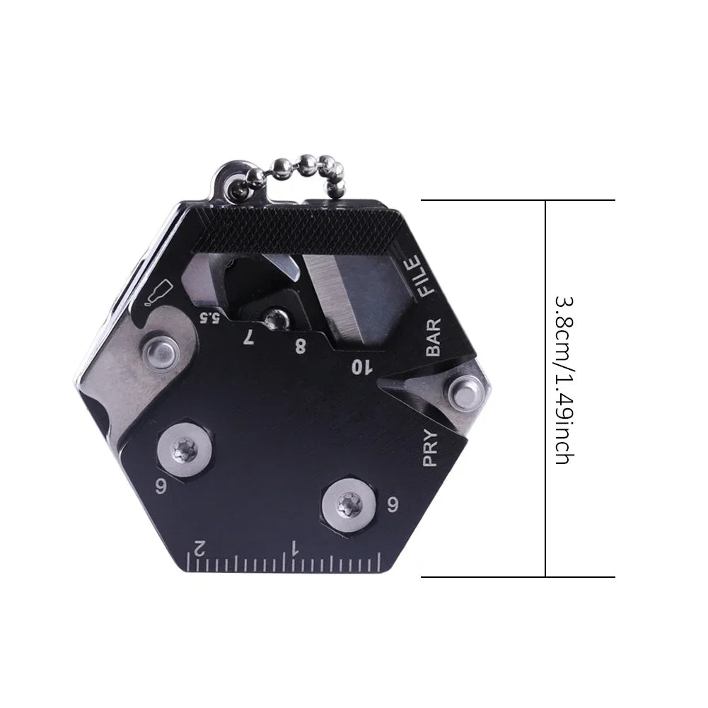 Multifunctional Hexagon Keychain Tool – Mini EDC Screwdriver, Folding Coin Knife & Pocket Gear for Outdoor Use