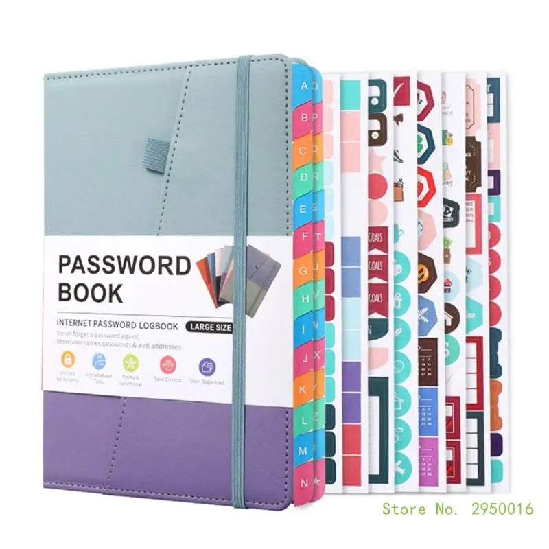 A5 PU Hardcover Password Book with Alphabetical Tabs – Password Keeper Notebook for Internet Login Storage