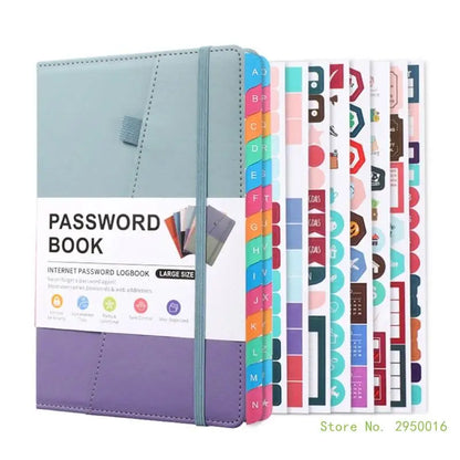 A5 PU Hardcover Password Book with Alphabetical Tabs – Password Keeper Notebook for Internet Login Storage