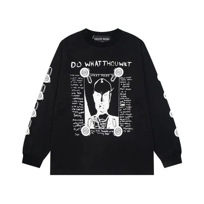 Washed Casual Hoodie Sweatshirt — Unisex Loose-Fit Street Style Crew Neck with Lip Print Letter Design, Vintage Comfortable Top