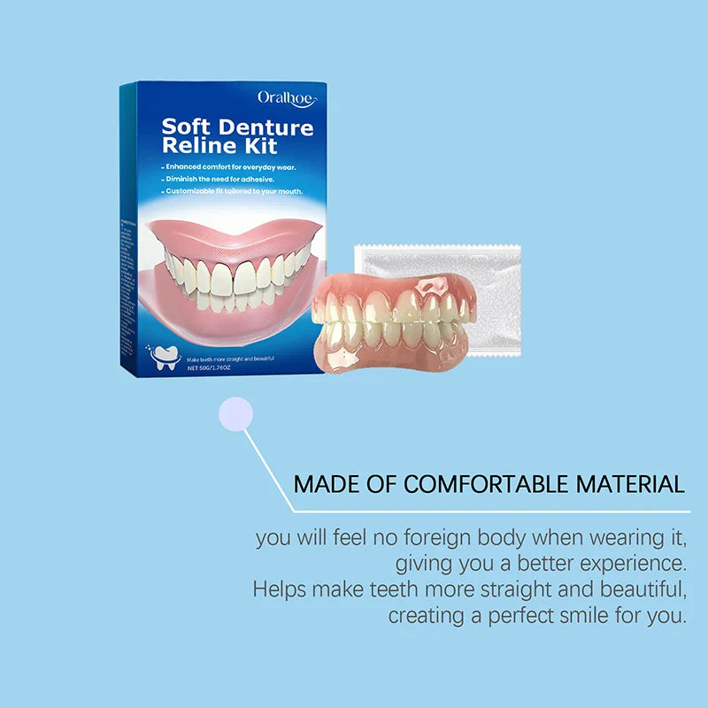 Denture Silicone Kit – Soft Denture Liners for Upper & Lower Teeth, Easy Use Dental Care Replacement Set