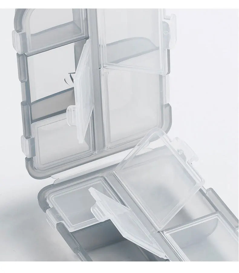 JUSTLANG Portable Medicine Box – Waterproof & Moisture-Proof Pill Container with 10 Small Grid Cells for Tablets Storage