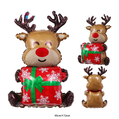 Merry Christmas Foil Balloon Set – Santa Snowman Christmas Tree Elk Cartoon Party Decorations Supplies