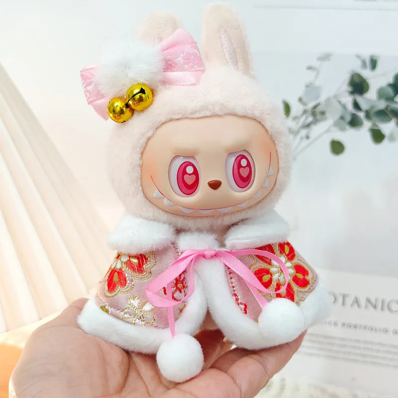 17cm Mini Plush Doll Clothes — Outfit Accessories for Labubu V1 & V2, Christmas Cookie Man Sweater Hat, New Year Gift