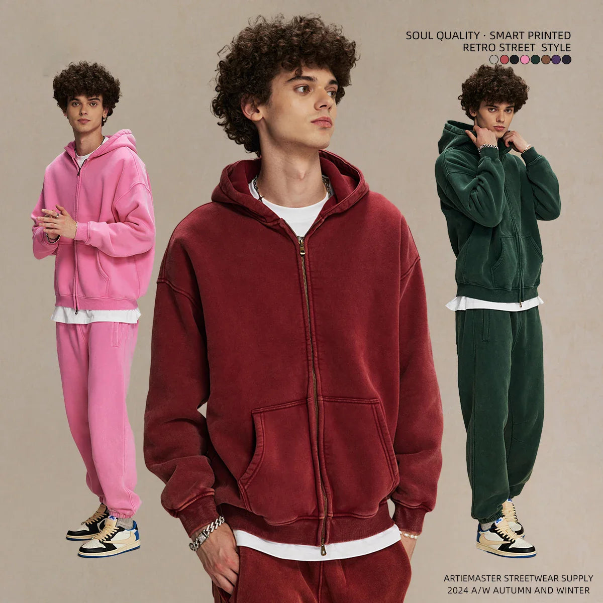 Batik Fleece Zipper Hoodie – Warm Ethnic Style Zip-Up Sweatshirt