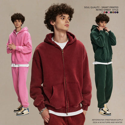 Batik Fleece Zipper Hoodie – Warm Ethnic Style Zip-Up Sweatshirt