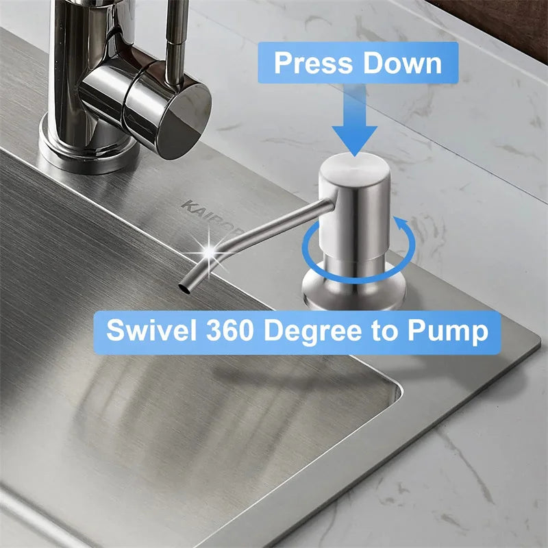 500ml Stainless Steel Liquid Soap Dispenser — Hand Press Pump Bottle for Kitchen Sink