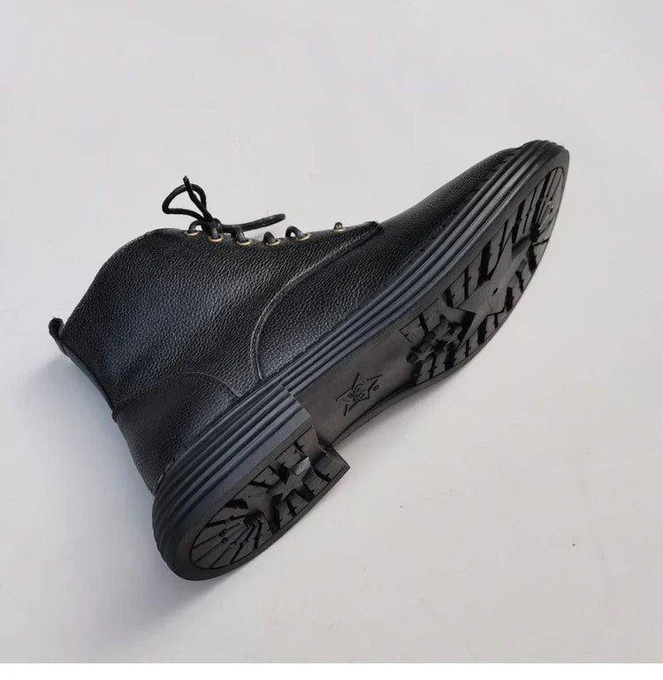Careaymade 100% Genuine Leather Wide Casual Women’s Short Boots – Big Size, Handmade Men’s Wool Boots