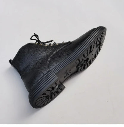 Careaymade 100% Genuine Leather Wide Casual Women’s Short Boots – Big Size, Handmade Men’s Wool Boots