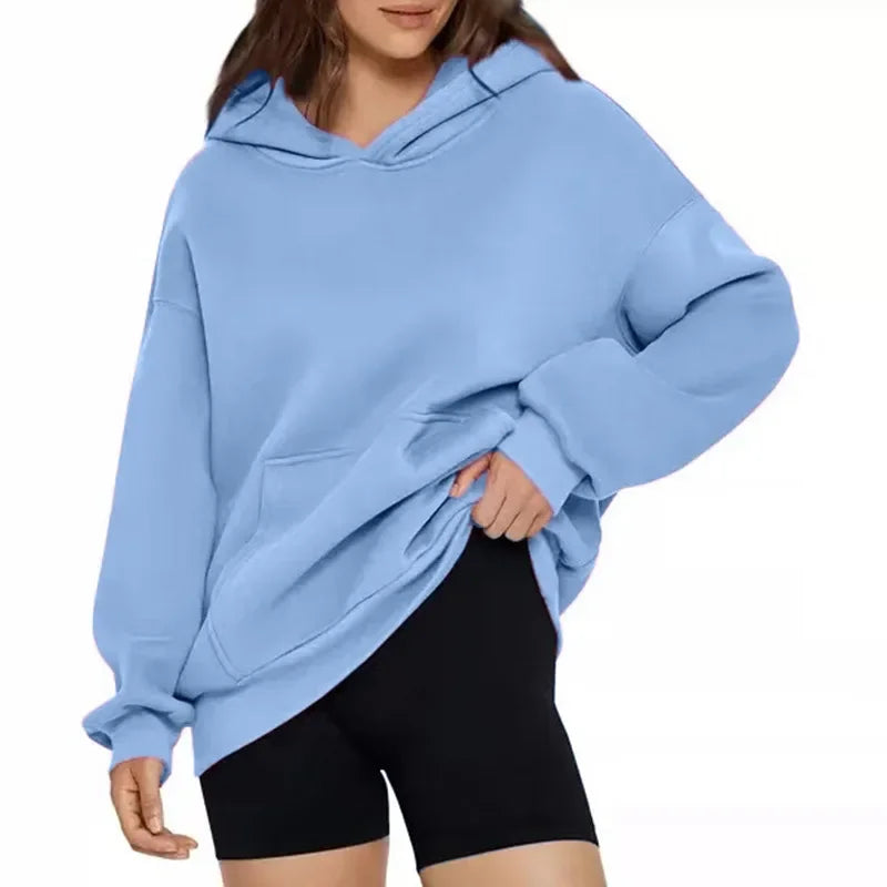 Oversized Hoodie Sweatshirt — Unisex Loose Fit, Drop Shoulder, Cuffed Sleeve Winter Casual Sportswear
