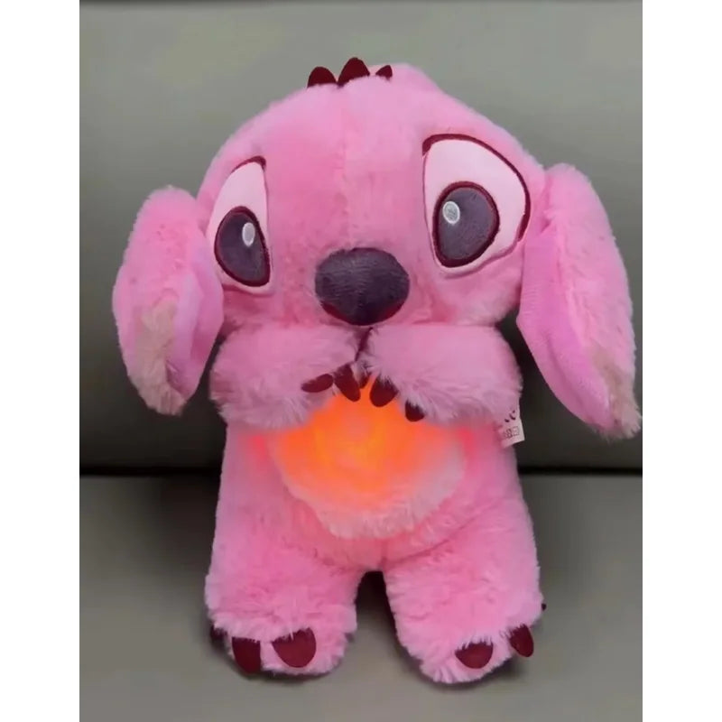 Disney Halloween Stitch Plush Doll – Pumpkin-Themed Soothing Toy with Light Breath Effect for Kids & Baby Gifts