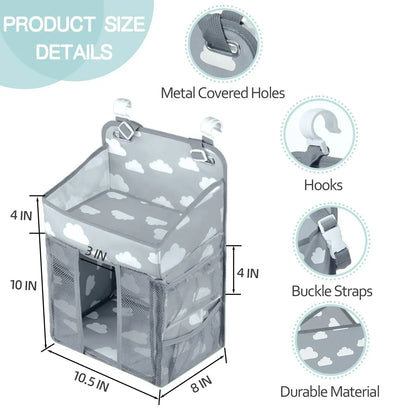 Baby Crib Hanging Storage Bag – Diaper & Nappy Organizer for Cot, Infant Essentials Holder
