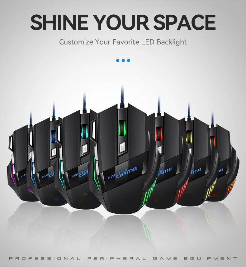 Hyperspeed USB Gaming Mouse | RGB Backlit Ergonomic 7D Wired Mouse for Laptop & PC Gamer