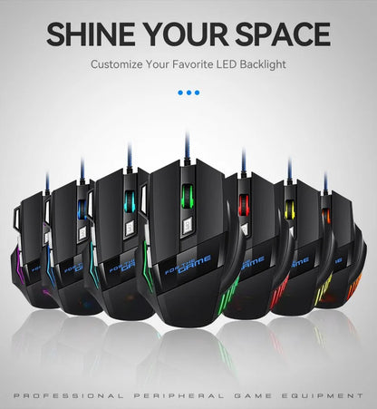 Hyperspeed USB Gaming Mouse | RGB Backlit Ergonomic 7D Wired Mouse for Laptop & PC Gamer