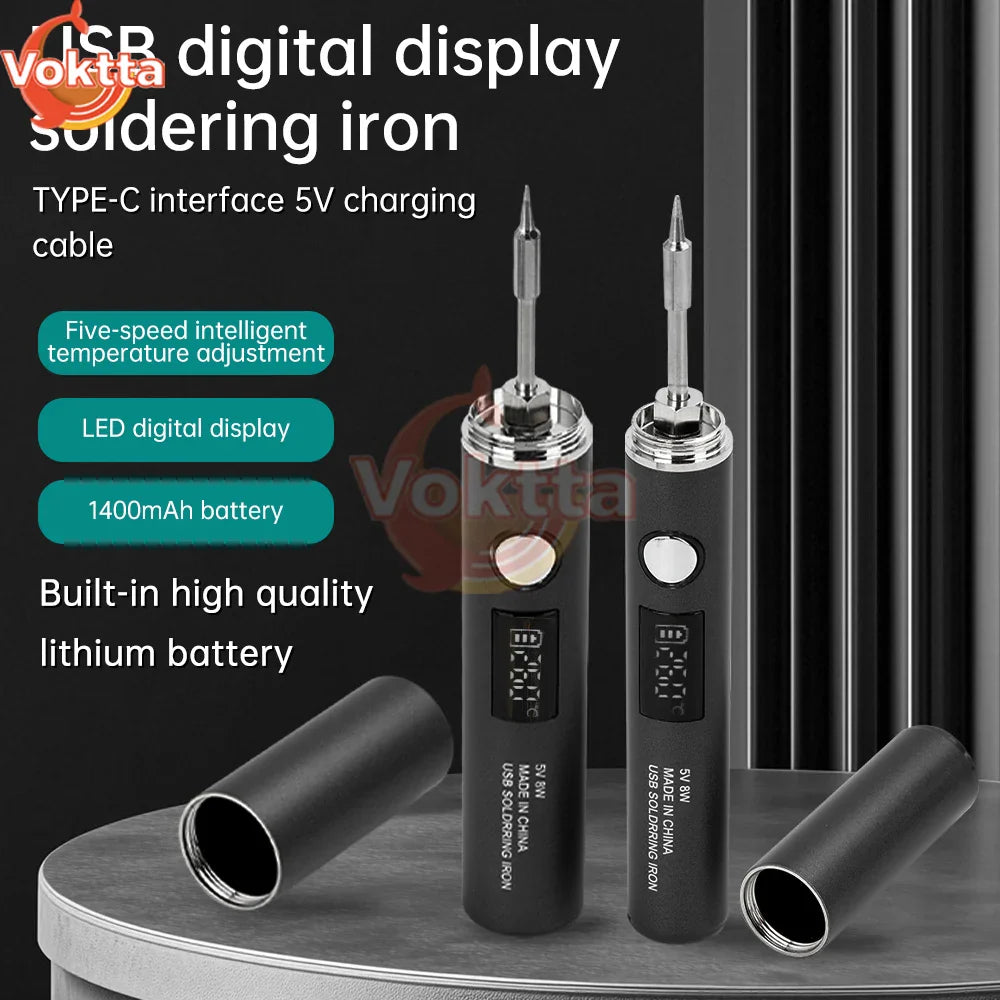 USB Rechargeable Soldering Iron Kit – Adjustable Temperature 260–420℃ Electric Welding Tool with 850mAh/1400mAh Battery Portable Soldering Pen