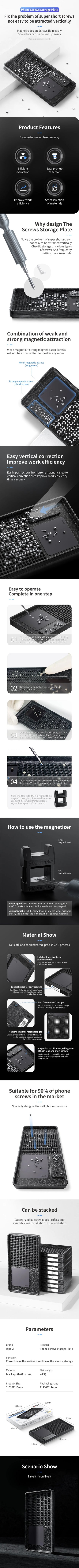 Qianli Magnetic Screw Bit Storage Tray – Small Screw Holder Plate for Mobile Phone Repair, RC Car, and Drone Tools