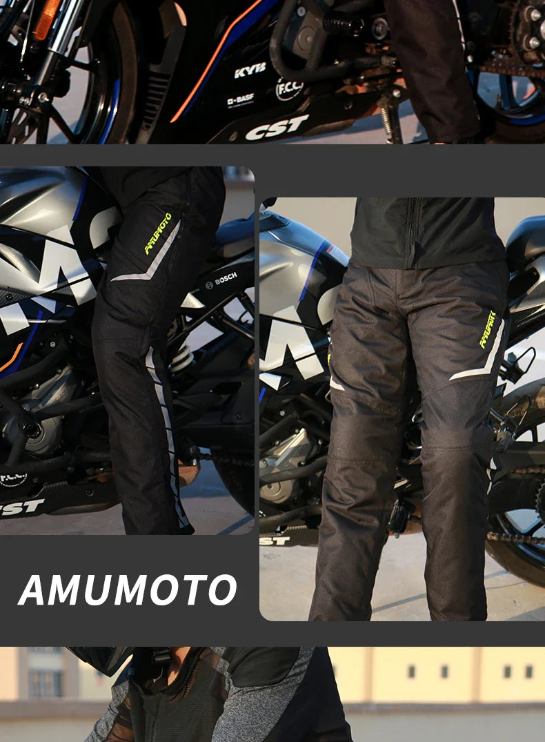 AMU Motorcycle Quick Take Off Pants – Waterproof, Windproof, Thermal Protective Gear for Men & Women