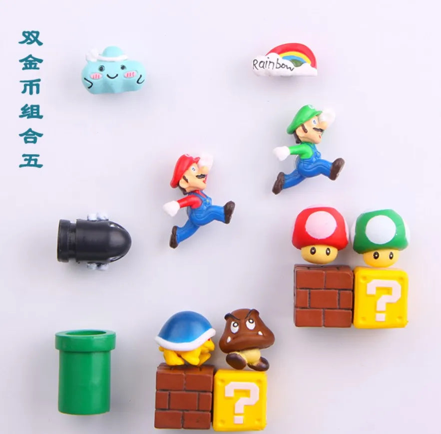 Japan Game Figure Super Mario Bros Fridge Magnets – Luigi, Yoshi, Toad Mini Figurines & Refrigerator Stickers Ornament