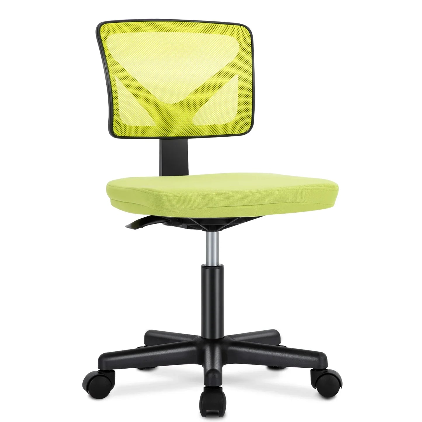 Mesh Armless Office Chair – Low Back with Lumbar Support, Adjustable Height, 360° Swivel & Wheels
