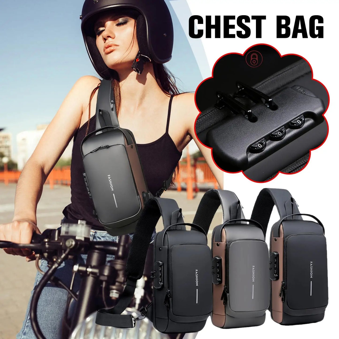 Newest Men's Anti-Theft Chest Bag - Shoulder Crossbody with USB Charging, School, Short Trip, Messenger, and Gym Sports Pack