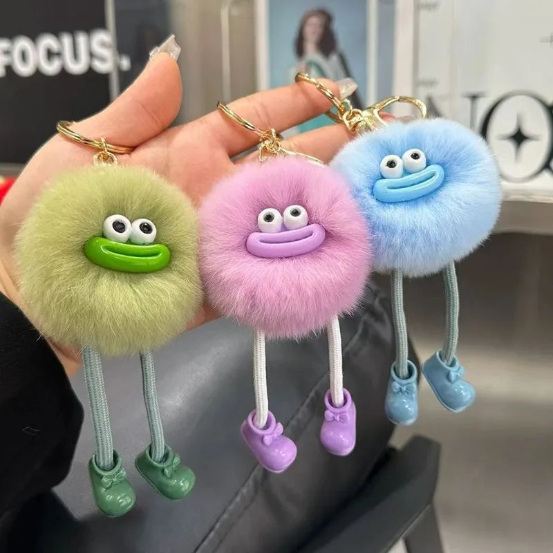 Cute Big Eyes Plush Keychain – Cartoon Briquettes Car & Bag Pendant Style