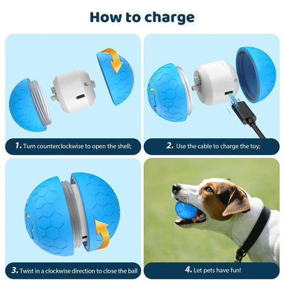 Smart Interactive Pet Ball - USB Automatic Rolling and Bouncing Toy with RGB Lights