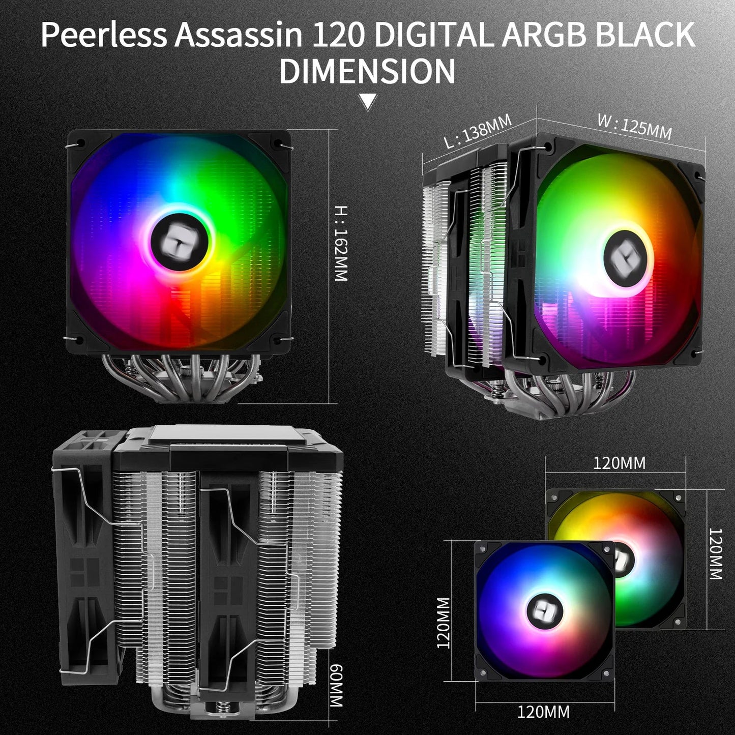 Thermalright Peerless Assassin 120 ARGB CPU Air Cooler – High Performance Dual Tower Cooler for Intel LGA1851/1700/1200/115X & AMD AM4/AM5 Black Edition